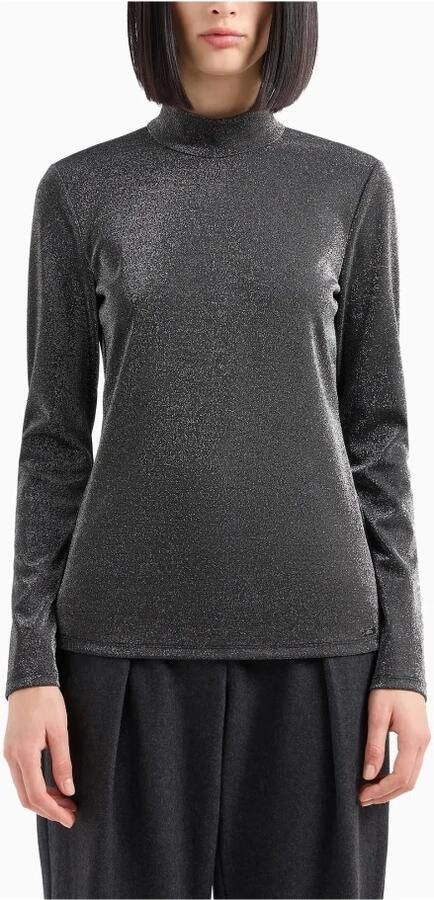 Armani Exchange Lurex Hoge Hals Lange Mouw Trui Gray Dames