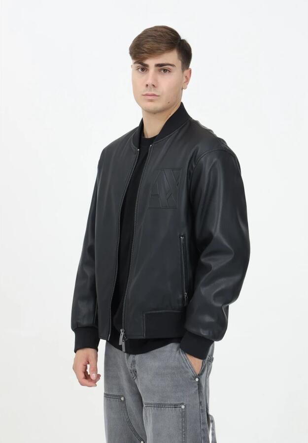 Armani Exchange Zwarte Winterjas Met Capuchon En Ritszakken Black Heren