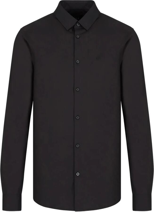 Emporio Armani Zwarte Logo Contrast Basic Shirt Black Heren