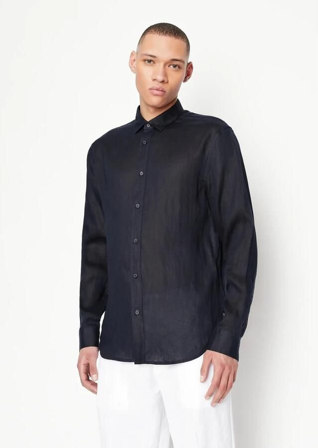 Armani Exchange Blauw Katoenen Poplin Overhemd Regular Fit Blue Heren - Foto 3