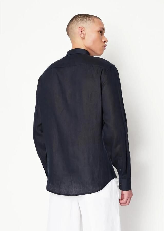 Armani Exchange Blauw Katoenen Poplin Overhemd Regular Fit Blue Heren - Foto 4