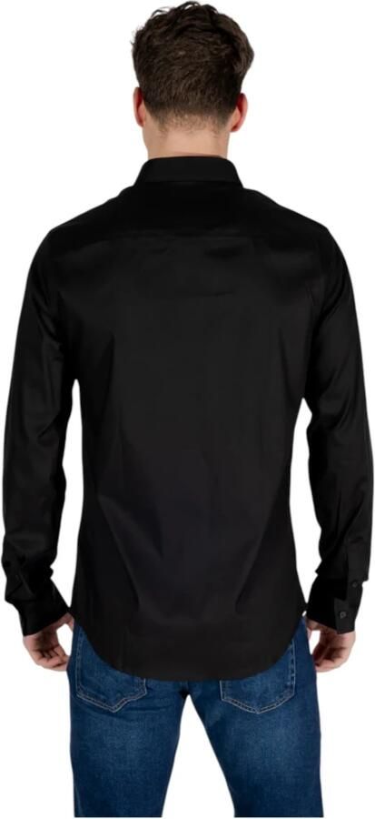 Armani Exchange Klassieke Zwarte Katoenen Satijnen Overhemd Black Heren - Foto 4