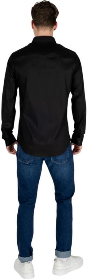 Armani Exchange Klassieke Zwarte Katoenen Satijnen Overhemd Black Heren - Foto 5