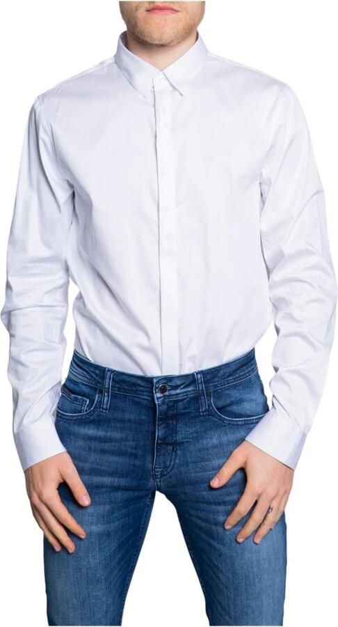 Armani Exchange Elegant Wit Overhemd met Monogram Borduurwerk White Heren - Foto 7