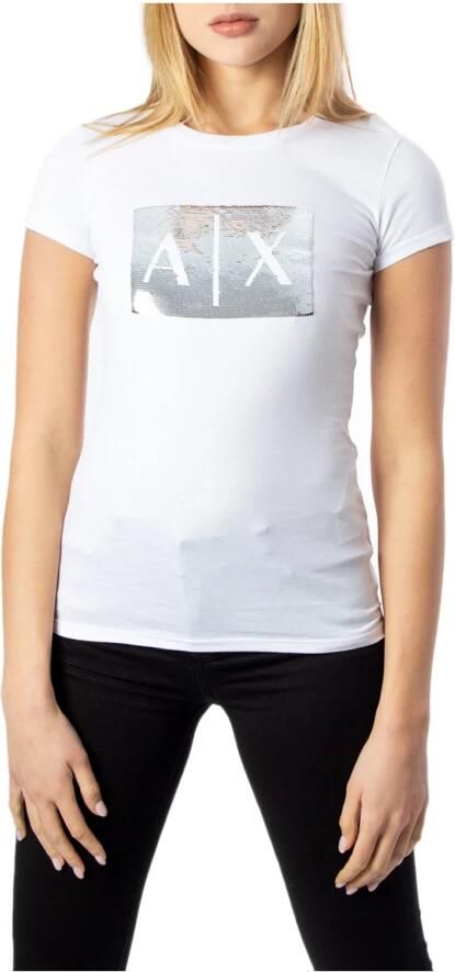 Armani Exchange Bedrukt T-shirt met ronde hals voor dames White Dames - Foto 5