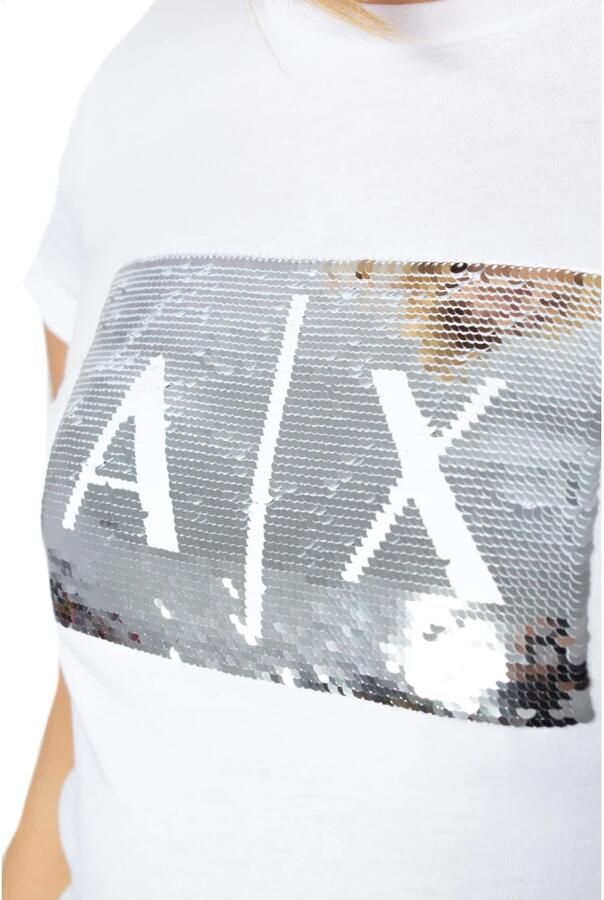 Armani Exchange Bedrukt T-shirt met ronde hals voor dames White Dames - Foto 2
