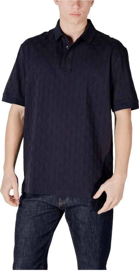 Armani Exchange Plain Short Sleeve Polo Shirt Blue Heren
