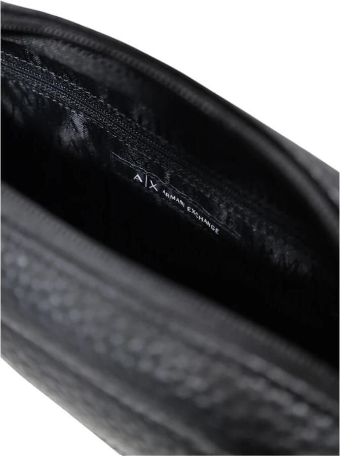 Armani Exchange Zwarte gestructureerde Pochette met logo rits Black Heren