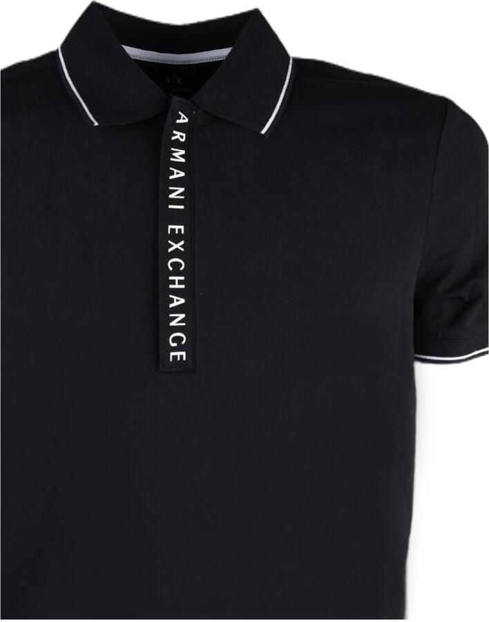 Armani Exchange Polo Shirt Katoen Elastaan Mix Black Heren