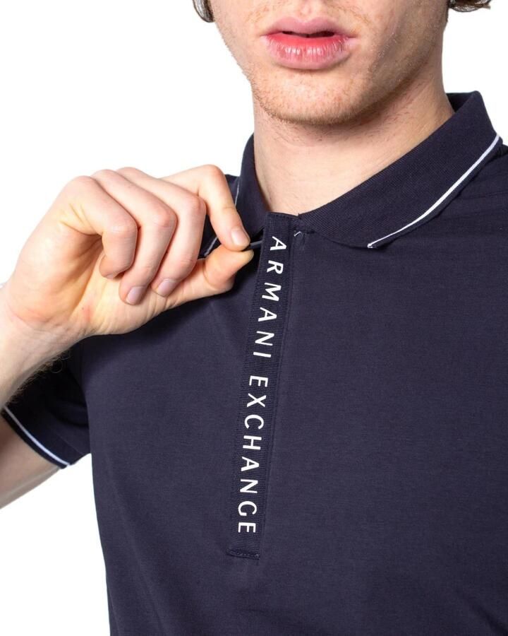 Armani Exchange Blauw Katoenen Polo Shirt Korte Mouw Blue Heren