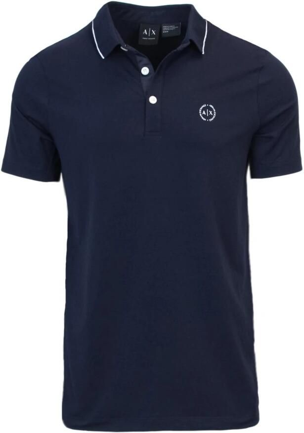 Armani Exchange Blauw Katoenen Poloshirt Heren Korte Mouw Blue Heren - Foto 4