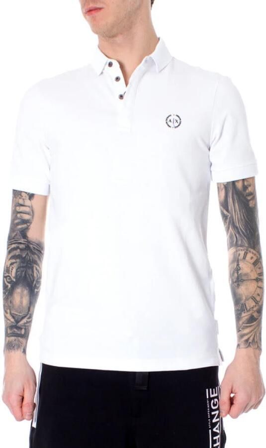 Armani Exchange Witte Polo met Knoopsluiting White Heren