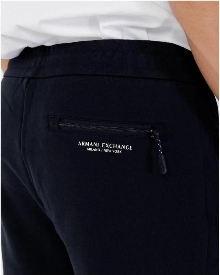 Armani Exchange Blauwe sweatpants voor heren met elastische tailleband en trekkoord Blauw Heren - Foto 3