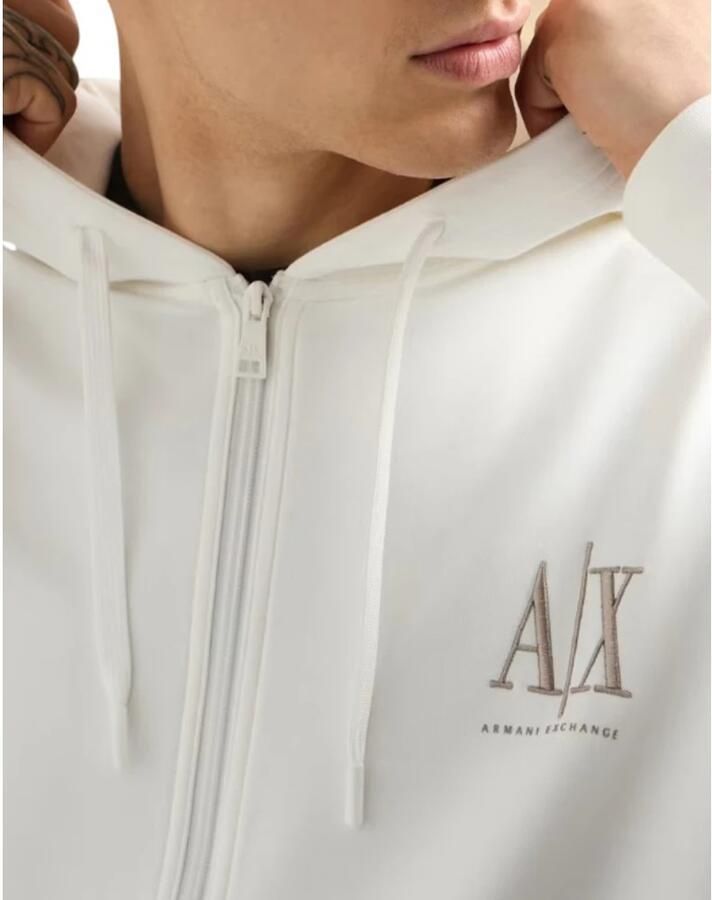 Armani Exchange Ritssluiting Hoodie Casual Praktisch Zacht Stof White Heren