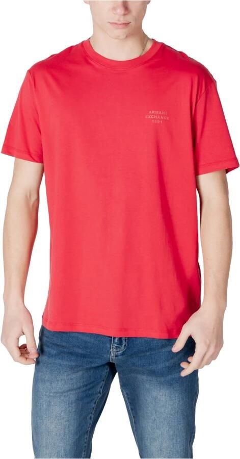 Armani Exchange Rode Effen Ronde Hals T-Shirt Red Heren - Foto 3