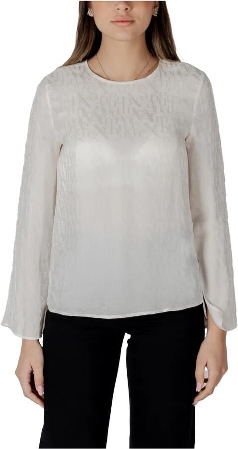 Armani Exchange Beige Viscose Blouse met Lange Mouwen Beige Dames - Foto 7