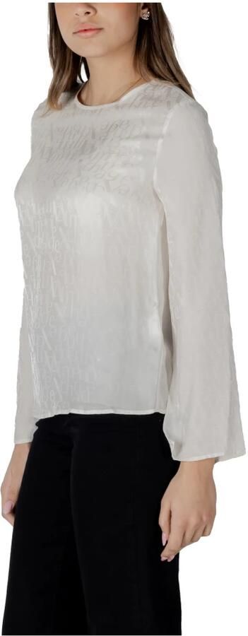Armani Exchange Beige Viscose Blouse met Lange Mouwen Beige Dames - Foto 4