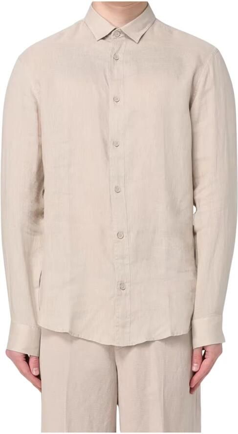Armani Exchange Linen Overhemd met Lange Mouwen en Knoopsluiting Beige Heren - Foto 4