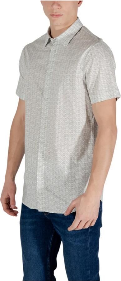 Armani Exchange Overhemd met geometrisch patroon korte mouwen klassieke kraag Beige Heren - Foto 4