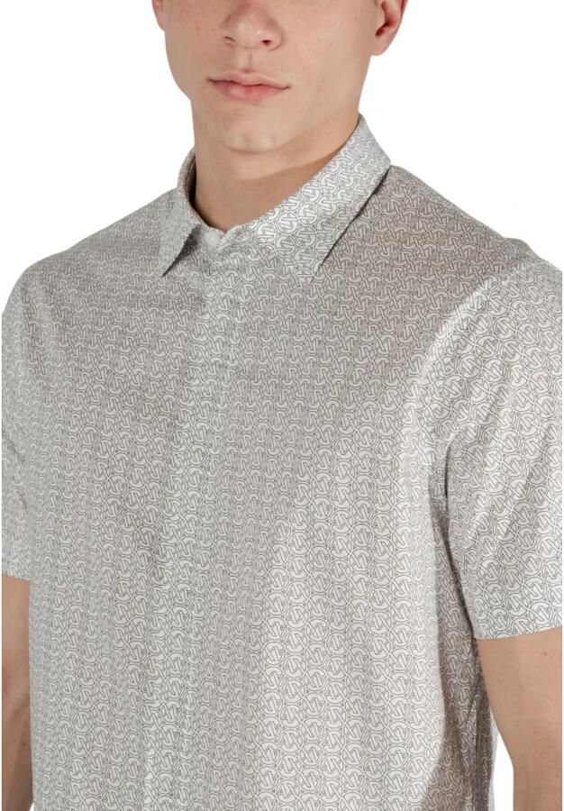 Armani Exchange Overhemd met geometrisch patroon korte mouwen klassieke kraag Beige Heren