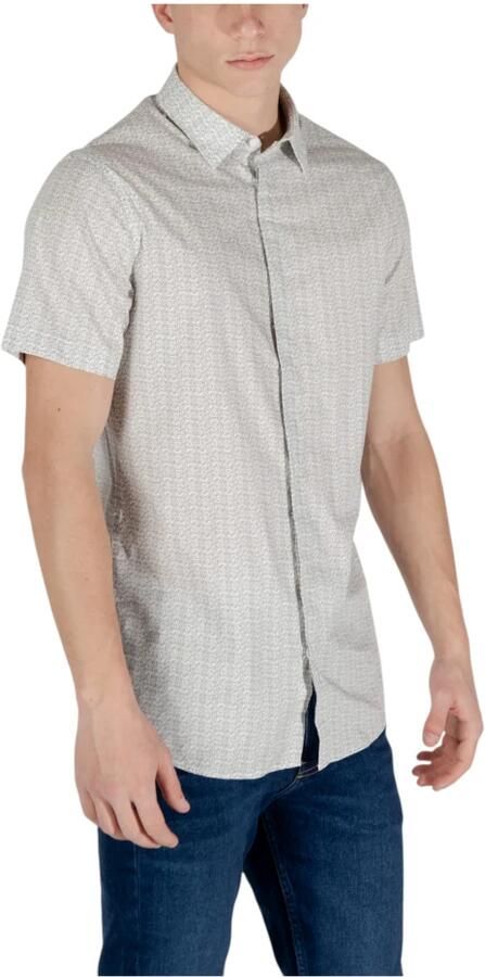 Armani Exchange Overhemd met geometrisch patroon korte mouwen klassieke kraag Beige Heren - Foto 2
