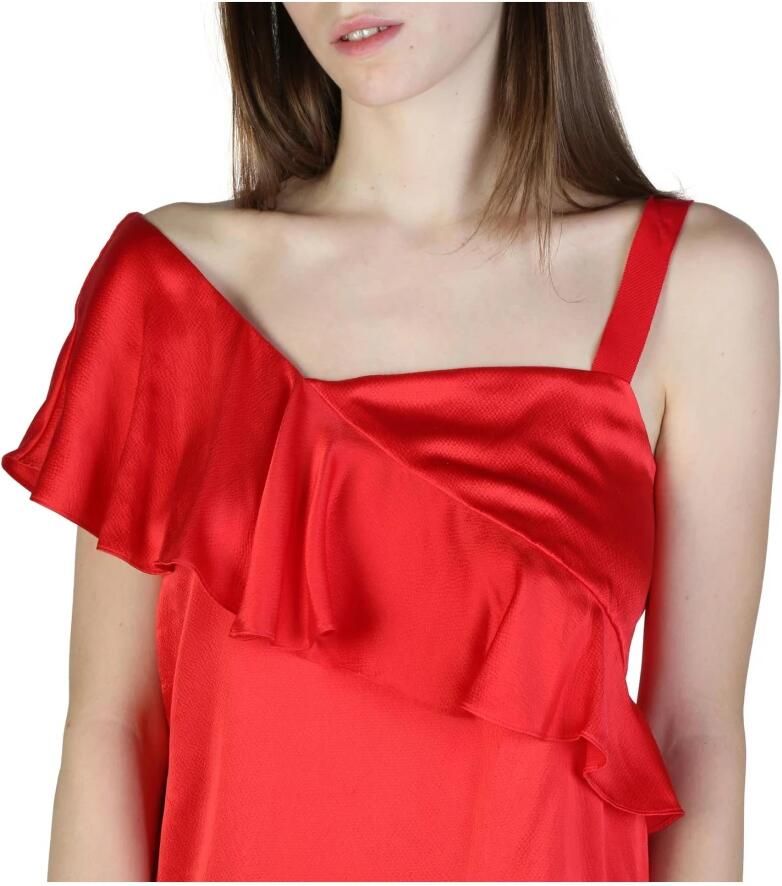 Armani Exchange Zijden Mouwloze V-hals Top met Zijritssluiting Red Dames