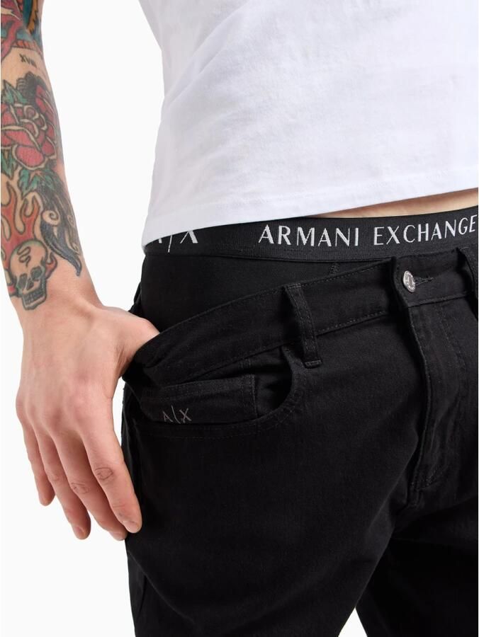 Armani Exchange Zwarte katoenen jeans en broeken met elastaan Black Heren