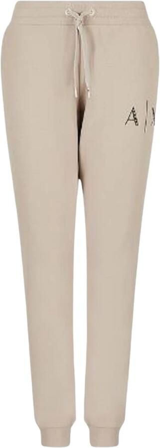 Armani Exchange Sportieve Katoenen Sweatpants Elastische Taille Logo Beige Dames - Foto 4