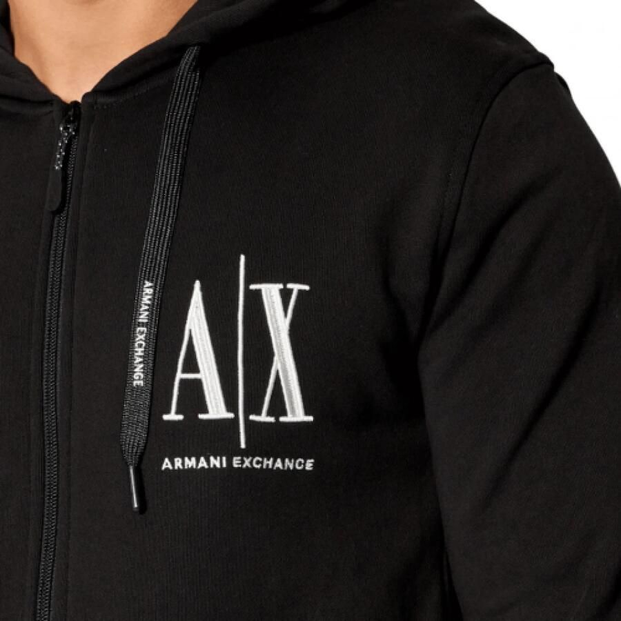 Armani Exchange Katoenen Hoodie Sweater Mannen Herfst Winter Collectie Black Heren
