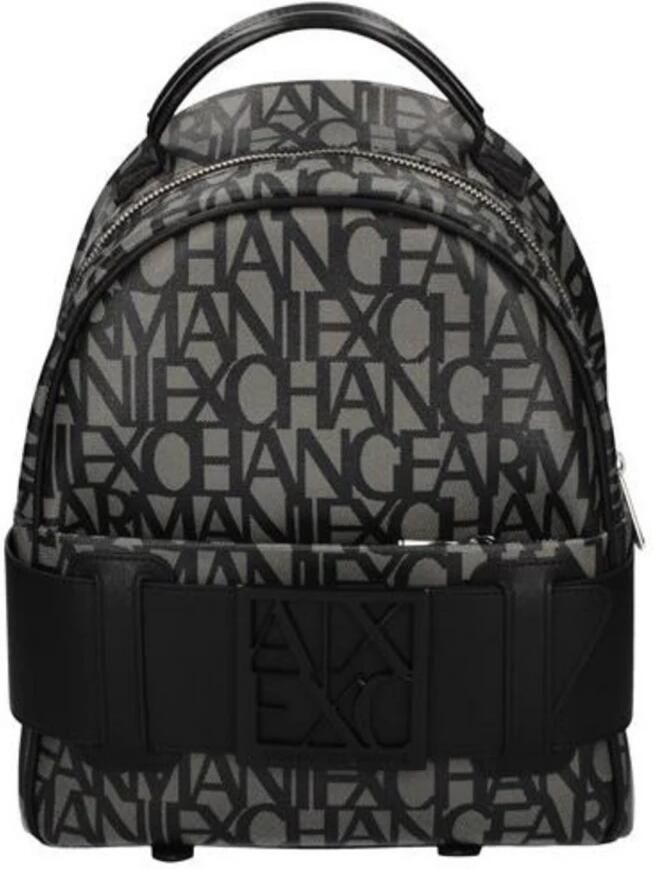 Armani Exchange Stijlvolle bedrukte katoenen rugzak met zakken Black Dames - Foto 4