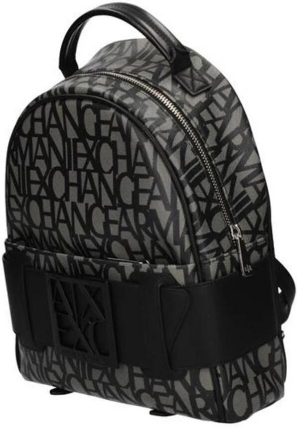 Armani Exchange Stijlvolle bedrukte katoenen rugzak met zakken Black Dames - Foto 2