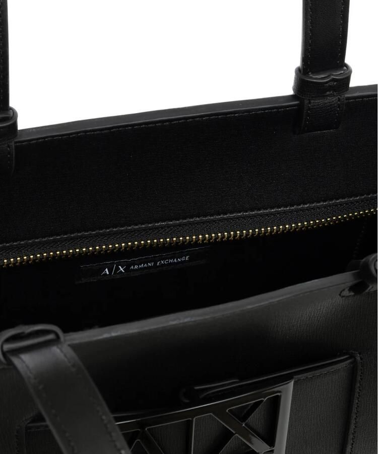 Armani Exchange Medium Shopper Bag met Ton-sur-Ton Monogram Black Dames