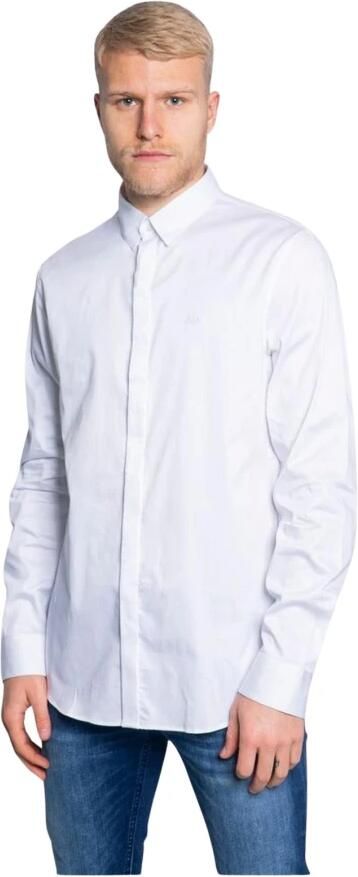 Armani Exchange Elegant Wit Overhemd met Monogram Borduurwerk White Heren - Foto 5