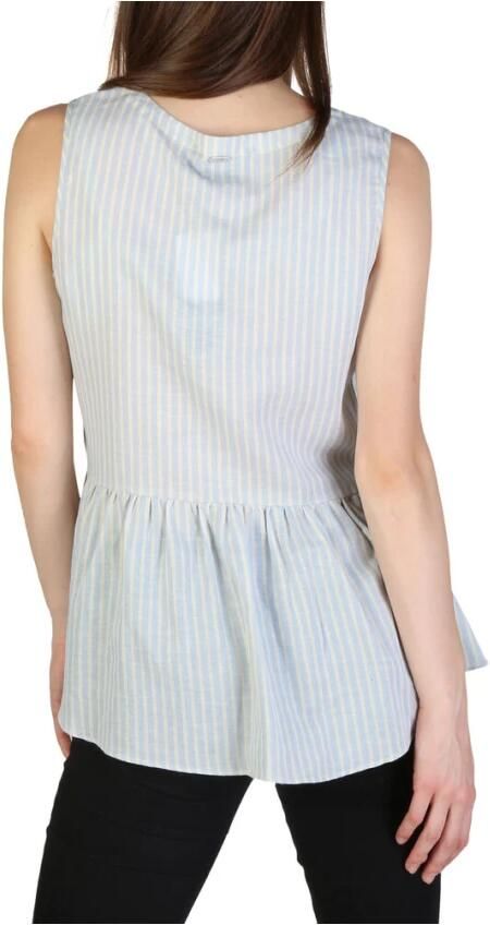 Armani Exchange Gestreepte Mouwloze V-Hals Dames Top Blue Dames - Foto 2