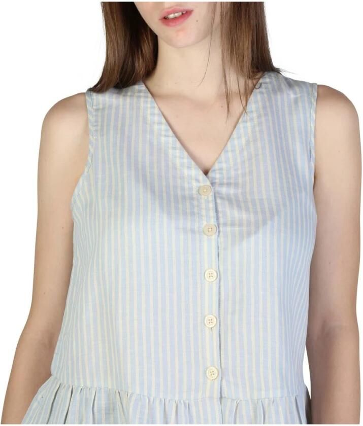 Armani Exchange Gestreepte Mouwloze V-Hals Dames Top Blue Dames