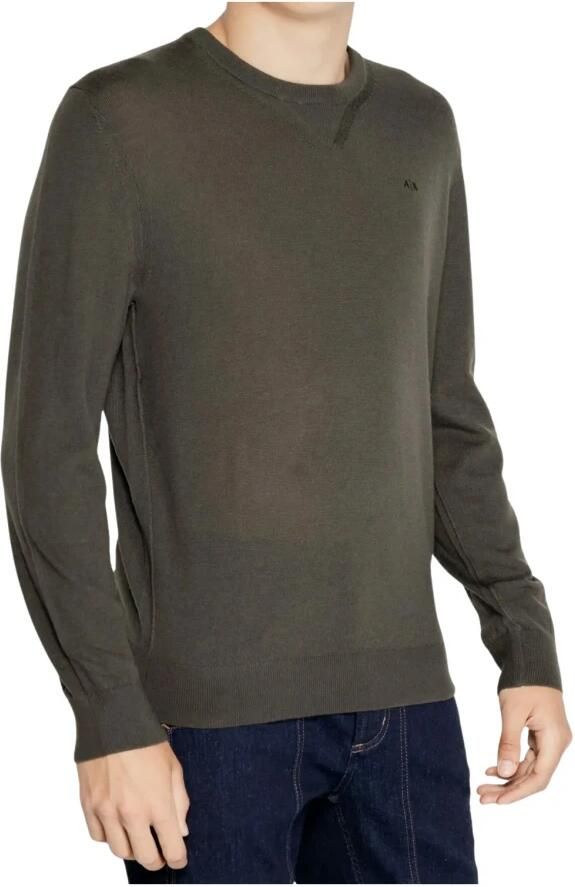 Armani Exchange Groene Crewneck Sweater Lichtgewicht Gebreid Green Heren