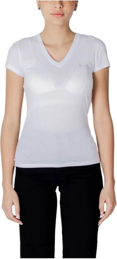 Armani Exchange V-hals T-shirt met korte mouwen van katoen White Dames - Foto 3