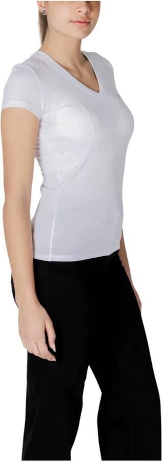 Armani Exchange V-hals T-shirt met korte mouwen van katoen White Dames - Foto 2