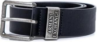 Armani Exchange Zwarte leren riem met gespsluiting Black Heren