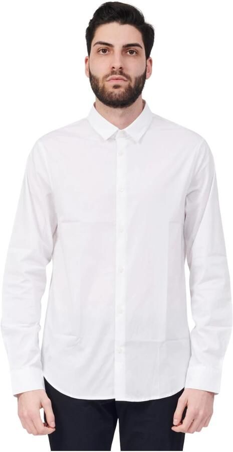 Armani Exchange Stretch Poplin Overhemd Klassiek Slim Fit White Heren - Foto 6