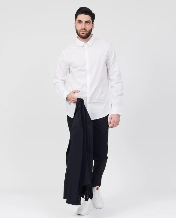 Armani Exchange Stretch Poplin Overhemd Klassiek Slim Fit White Heren - Foto 2