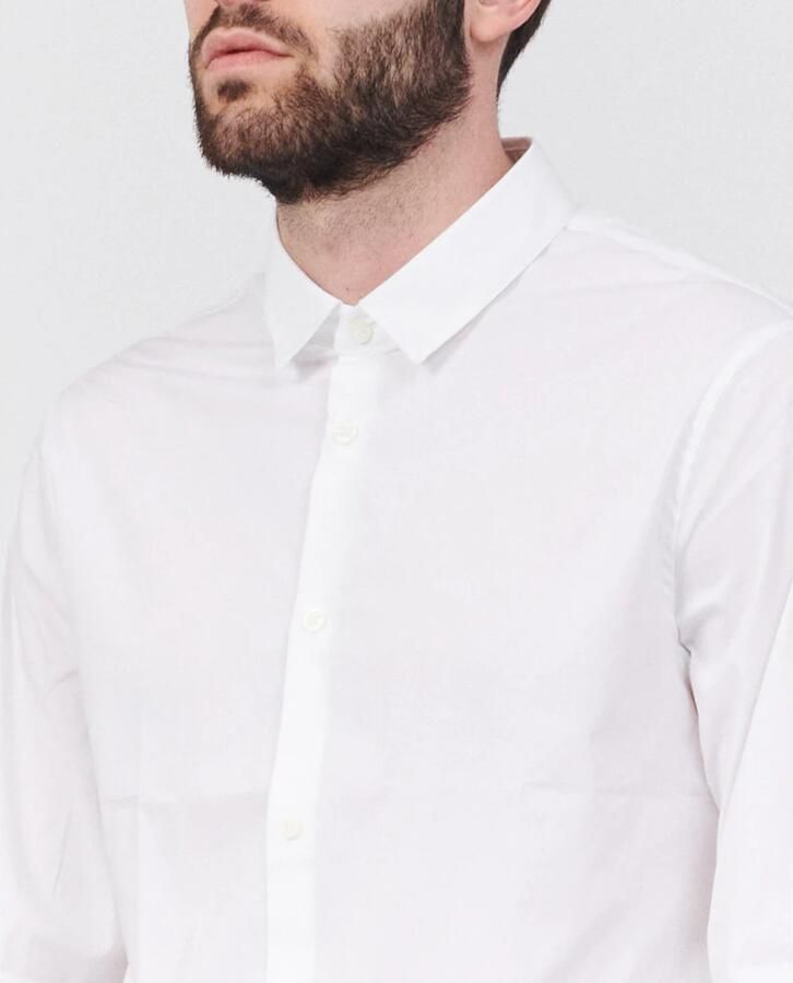 Armani Exchange Stretch Poplin Overhemd Klassiek Slim Fit White Heren - Foto 4