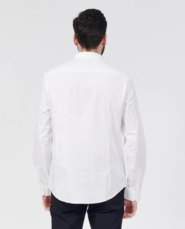 Armani Exchange Stretch Poplin Overhemd Klassiek Slim Fit White Heren - Foto 3