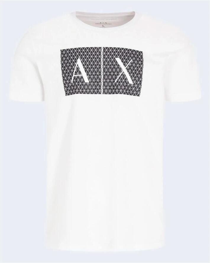 Armani Exchange Modern Print T-shirt met ronde hals White Heren