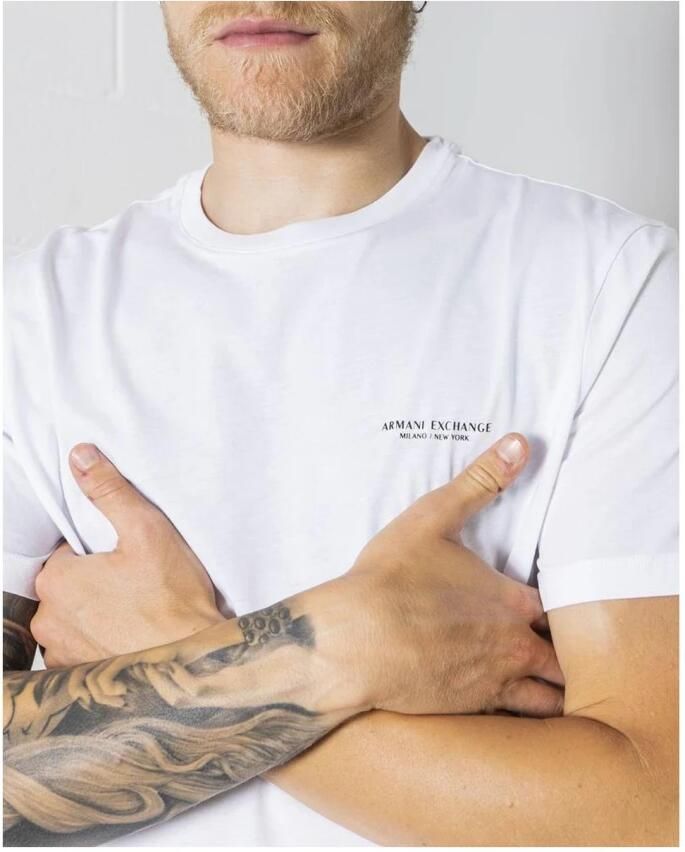 Armani Exchange Witte Logo Lettering Korte Mouw T-shirt White Heren