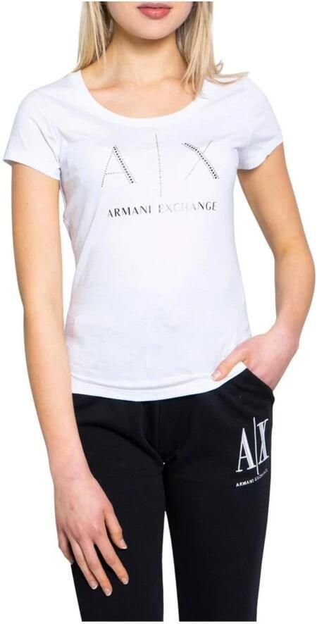 Armani Exchange Bedrukt T-shirt met ronde hals voor dames White Dames - Foto 2