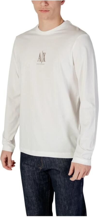 Armani Exchange Witte Longsleeve T-shirt met Print White Heren