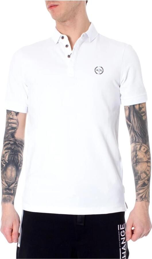 Armani Exchange Witte Polo met Knoopsluiting White Heren