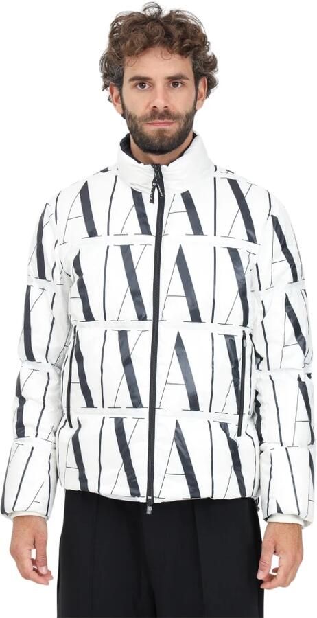 Armani Exchange Witte Pufferjas met Logo Print White Heren