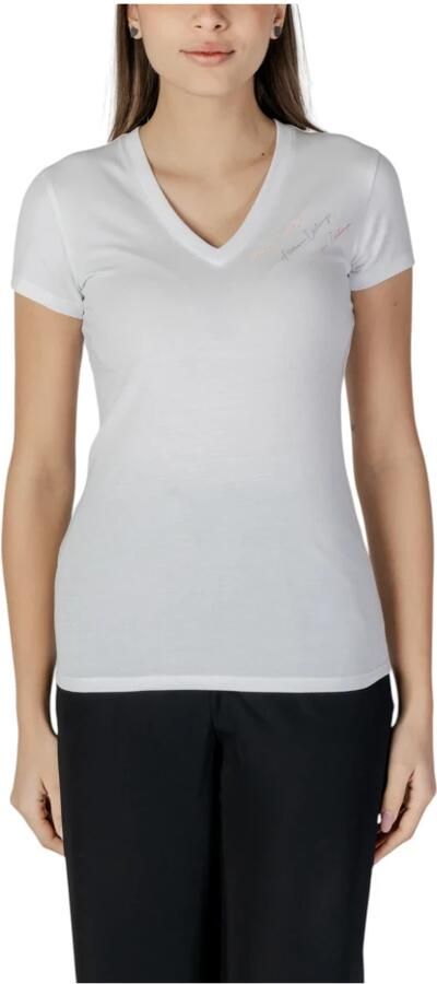Armani Exchange Witte V-hals Katoenen T-shirt White Dames - Foto 3